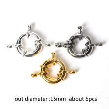 5pcs Copper Spring Ring Clasps Connector Gold Silver Plated Round Clasp For Jewelry Making Diy Nakelace Bracelet Accessories - Multicolor - View 8