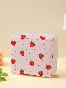 水果图案印花卫生巾收纳袋可重复使用卫生巾袋经期袋卫生袋适用于大学宿舍旅行浴室学校