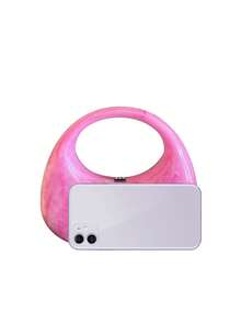 Bolso de mano de moda multicolor onda de agua patrón acrílico - Rosa - Ver 5