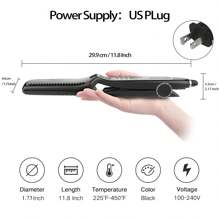 適合女性頭髮的直髮器，離子直髮器陶瓷電氣石，液晶顯示直髮器旅行雙電壓適合所有髮質 - 黑色 - 查看 7