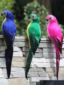 1 件 25 公分逼真鸚鵡花園裝飾創意草坪雕像動物鳥戶外花園派對道具裝飾 - 隨機顏色 - 查看 9