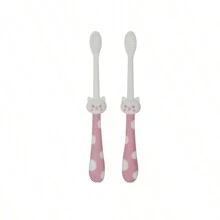 2pcs/set Pink Double-sided Two-in-one Silicone Toothbrush - Pink - View 1