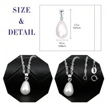 feilok 1 件小巧优雅时尚 925 纯银和人造珍珠泪珠吊坠项链，适合女性生日和日常佩戴