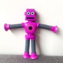 Purple Color Changeable Suction Cup Stretching Pipe Robot Stress Relief Toy, Creative Cartoon Stretchy Puzzle Office Desktop Toy Set - Purple - View 1