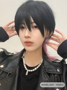 alicegarden 1 sợi tóc thẳng chịu nhiệt tổng hợp nhiều màu, dài 12 inch, Tóc giả ngắn có tóc mái, được làm từ sợi, thích hợp sử dụng hàng ngày, sợi tóc giả tự nhiên và chân thực. - Nhiều màu - Xem 2