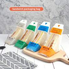 QIYINGFA 50 chiếc Túi đóng gói bánh sandwich dùng một lần, Túi dễ xé trong suốt Đồ dùng học tập Túi thực phẩm Hộp thực phẩm Thích hợp cho bánh quy sô cô la kẹo, v.v. - Màu vàng - Xem 4