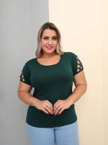 Plus Size T-shirts - Màu xanh lá cây đậm - Xem 1