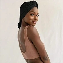 2入組黑色和米色婦女髮圈,彈性髮帶組