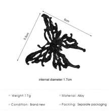 1pc 3d Liquid Alloy Large Butterfly Shaped Open Ring With Vintage & Unique & Exaggerated Style For Halloween - Black - View 2