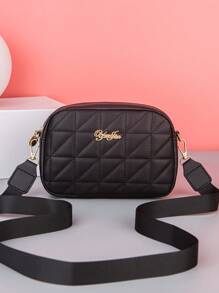 New Fashion Women's Small Square Bag, Embroidery, Pressed Pattern, Camera Bag, Cosmetic Bag, Crossbody Shoulder Bag - Black - View 1