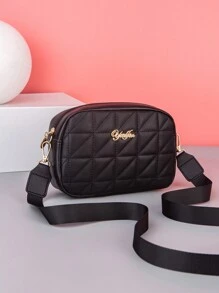 New Fashion Women's Small Square Bag, Embroidery, Pressed Pattern, Camera Bag, Cosmetic Bag, Crossbody Shoulder Bag - Black - View 2