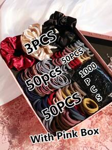 深色髮飾套裝,女士髮圈,柔軟彈性髮帶,馬尾辮固定器,橡膠 - 彩色 - 查看 7