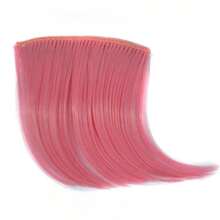 1pc Wig color bangs Color straight hair piece Wig piece highlights Gradient hair extensions Attach hair - Pink - View 2