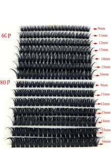 HBZGTLAD 14 Pairs Grafting False Eyelashes 60pcs + 80pcs Faux Mink Lashes Mixed Length Natural Lash Extensions 3D Russian Volume Individual Eyelashes Cosmetic Tools Black Paper Box Lashes Lash Clusters,Eye Lash Clusters,Individual Eyelashes,Lashes,Fake Lashes - Black - View 2