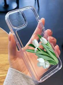 1pc Tulip-Shaped Transparent Anti-Shock Phone Case Compatible With IPhone - Clear - View 3