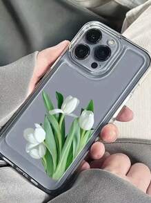 1pc Tulip-Shaped Transparent Anti-Shock Phone Case Compatible With IPhone - Clear - View 2