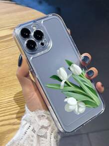 1pc Tulip-Shaped Transparent Anti-Shock Phone Case Compatible With IPhone - Clear - View 1