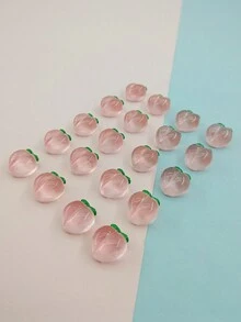 20pcs/set Cute Transparent Cartoon Peach Shaped Diy Accessories With Adhesive Backing For Daily Crafting - Multicolor - View 3