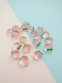 20pcs/set Cute Transparent Cartoon Peach Shaped Diy Accessories With Adhesive Backing For Daily Crafting - Multicolor - View 2