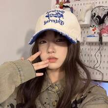 1 件男女同款情侣字母刺绣做旧复古棒球帽，户外小众造型，适合休闲、购物、街头穿着、日常使用 - 米色 - 查看 2