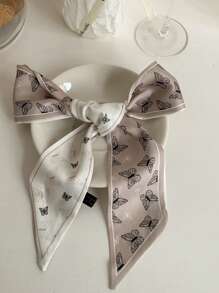 4件套女士蝴蝶印花长围巾、丝带、发带，适合休闲、度假、日常佩戴，优雅头巾，吸汗发带，秋冬季发带，女士发饰，柔软头巾 - 彩色 - 查看 5