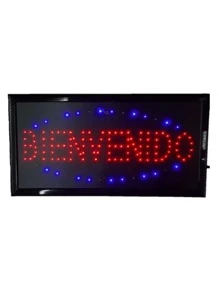 Letrero Luminoso Neón Abierto Led Blanco Frío+ Rojo 48 cm X 25cm - Negro - Ver 2