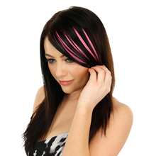 1pc Wig color bangs Color straight hair piece Wig piece highlights Gradient hair extensions Attach hair - Pink - View 1