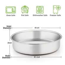 1PCS Stainless Steel Cake Mold, Kitchen Modernist Round Cake Pan, Assorted Sizes, Christmas, Silver - Silver - View 2