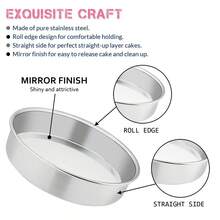 1PCS Stainless Steel Cake Mold, Kitchen Modernist Round Cake Pan, Assorted Sizes, Christmas, Silver - Silver - View 8