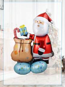 1 Pieza Globo Decorativo De Navidad Con Base De Ensamblaje Patrón De Santa Claus Regalo - Multicolor - Ver 1