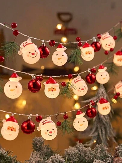 聖誕 Led 燈串室內/室外裝飾,採用聖誕老人和雪人設計,防水,電池供電,非常適合假期、臥室、派對、婚禮、聖誕樹和童話燈