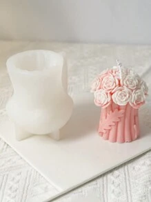1pc Handheld Bouquet Rose Flower Silicone Diy Mold - White - View 1