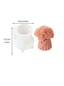 1pc Handheld Bouquet Rose Flower Silicone Diy Mold - White - View 5