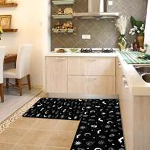 1入組蝙蝠和骷髏圖案地毯 - 黑與白 - 查看 2