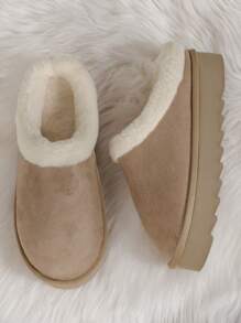 Women's Autumn/Winter High-Top Plush Slippers With Thick Soles, Reinforced Toe, Indoor/Outdoor Non-Slip And Silent, Thermal Lined For Warmth