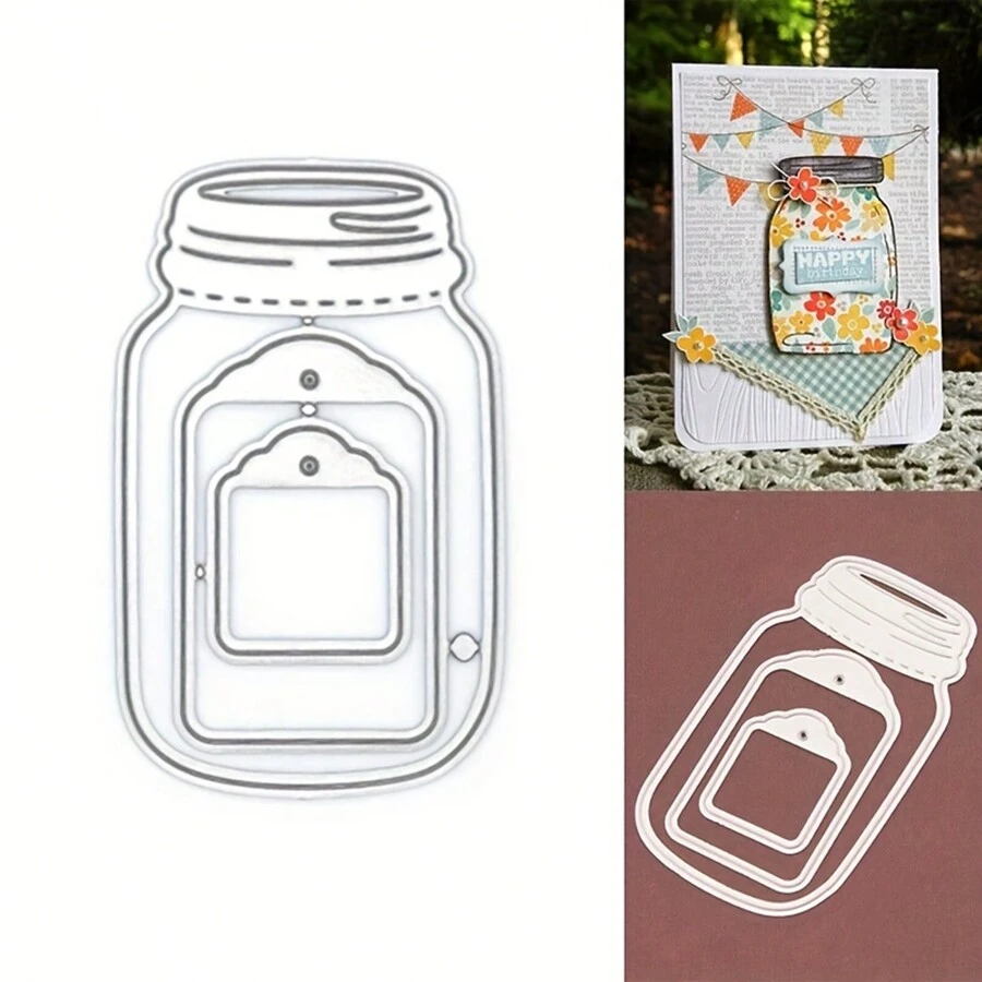 Cute Bottle Shaped Knife Template Suitable For Diy Card Making - Silver - View 1