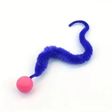 1pc Cat Toy Elastic Ball & Fuzzy Caterpillar Interactive Wand - Blue - View 2