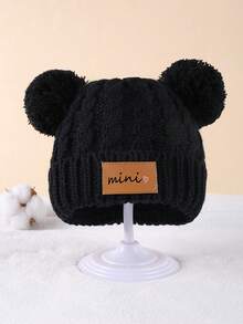 1 件裝柔軟保暖針織嬰兒帽子可愛舒適冬季嬰幼兒嬰兒無簷小便帽