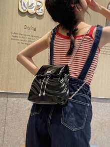 Pequeña Mochila Negra De Moda - Negro - Ver 1