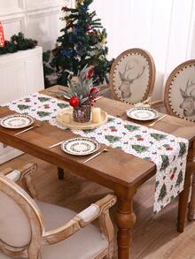 1pc Waterproof Linen Christmas Decoration Table Runner - Multicolor - View 6