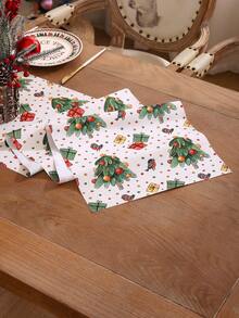 1pc Waterproof Linen Christmas Decoration Table Runner - Multicolor - View 4