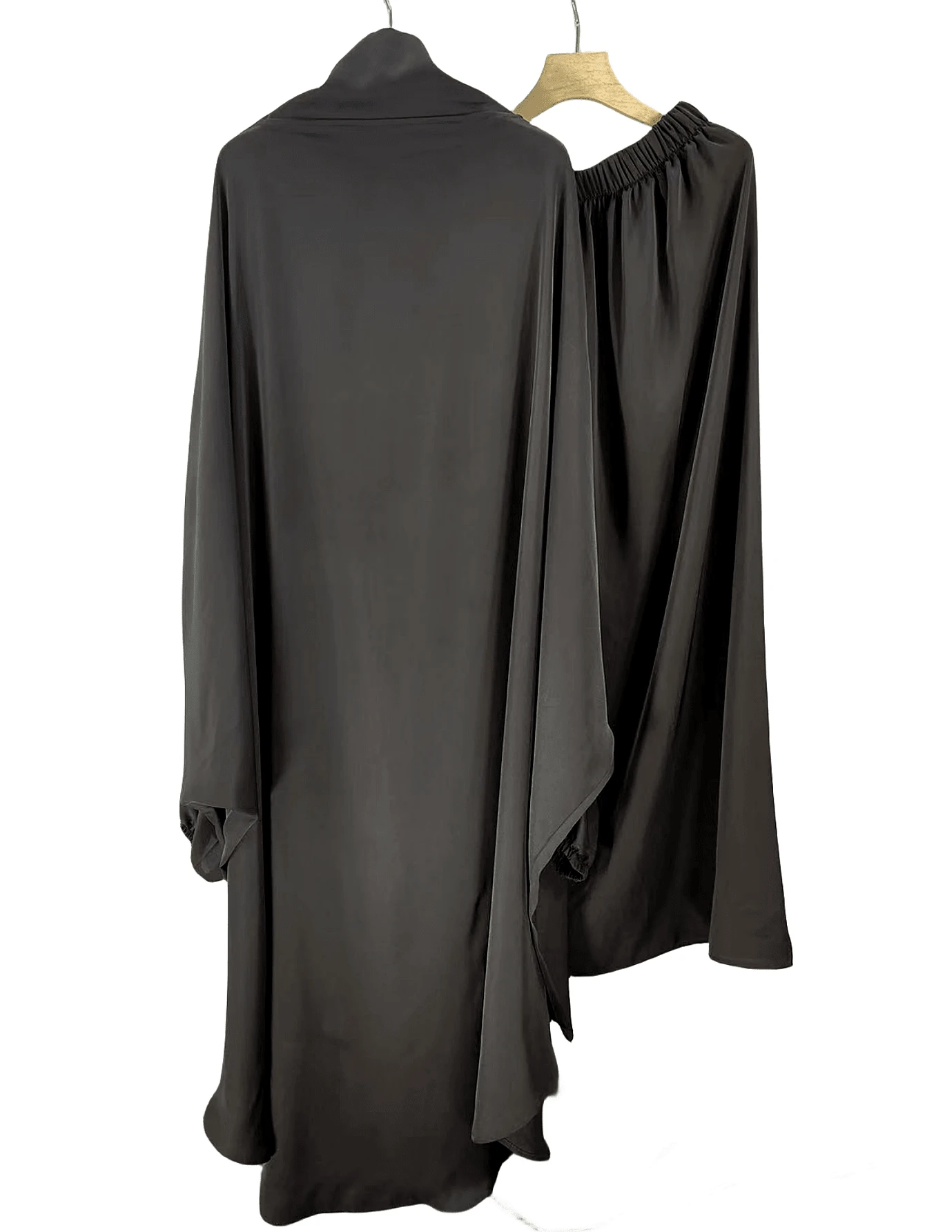 1 套女士长头巾和帽子套装面纱服装、长袍配饰柔软头巾 - 黑色 - 查看 1