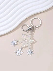 透明亞克力雪花鑰匙扣裝飾,可用於聖誕節 - 白色 - 查看 3