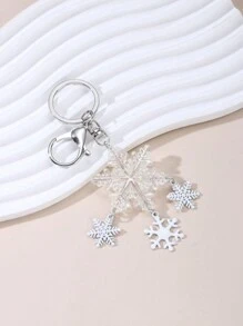 透明亞克力雪花鑰匙扣裝飾,可用於聖誕節 - 白色 - 查看 1