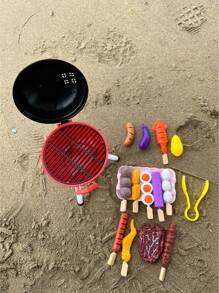 1個迷你廚房玩具套裝,包括燒烤配件和露營烹飪套裝,適用於復活節禮品籃、生日禮物、戶外和沙灘遊戲,適合男孩和女孩 - 彩色 - 查看 9