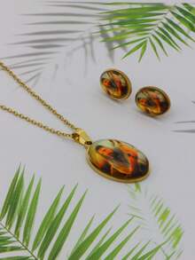 Juego de collar y aretes de acero inoxidable - 16 - Ver 2