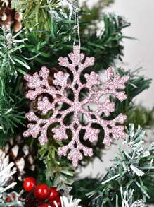 8 Stücke Weihnachten Glitzer Schneeflocken Dekoration, Silber/Gold/Rosa Kunststoff Schneeflocke für Weihnachtsbaumdekoration, 10,2 cm, kleine glänzende Schneeflocken Dekoration, für Winterwunderland Weihnachtsparty Dekoration