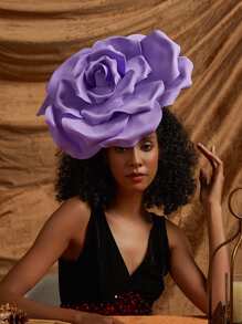 優雅大花束女士時尚派對花帽，適用於女孩和女士的頭飾 - 紫色 - 查看 5