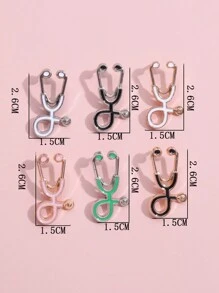6 cái Bác sĩ Y tá Mini Ống nghe Trâm cài Pins Jackets áo Cổ áo tây Kim băng Cái túi Nút Vòng cổ Huy hiệu Món quà Y khoa Đồ trang sức - Nhiều màu - Xem 2