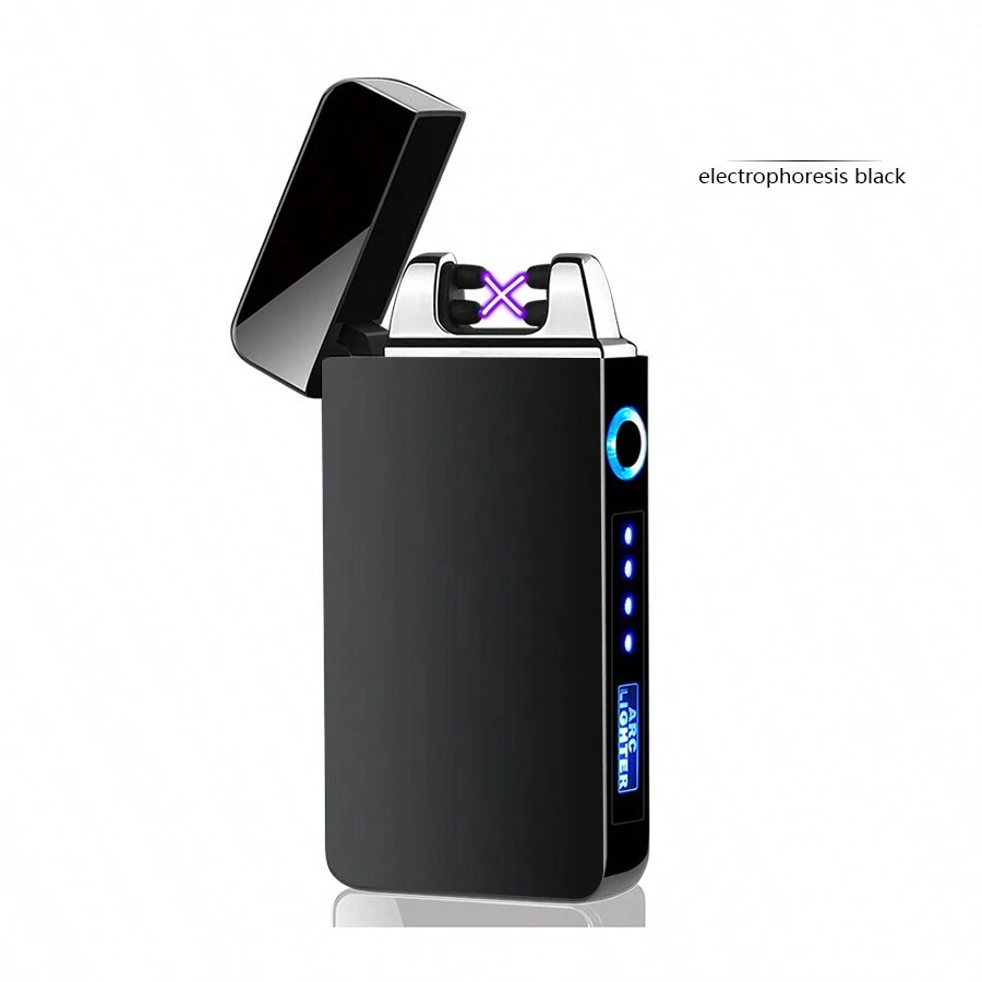 Có thể sạc lại Gấp đôi Arc Kim loại Chống gió Đồng hồ điện tử bật lửa , Creative Đồng hồ điện tử bật lửa